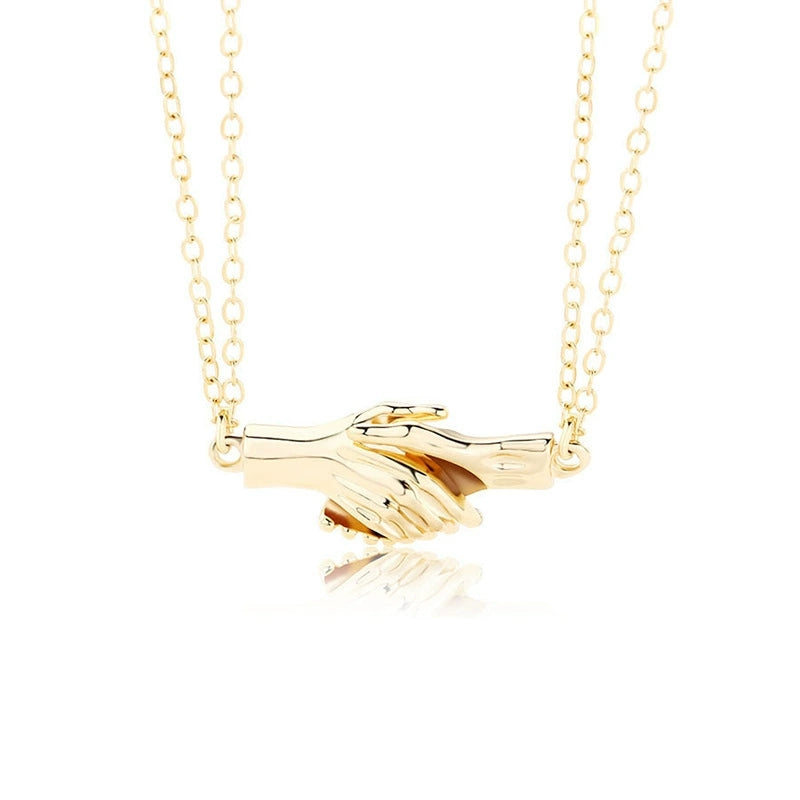 Alloy Couple Necklaces with Hand - Holding Design - Magnetic Attraction