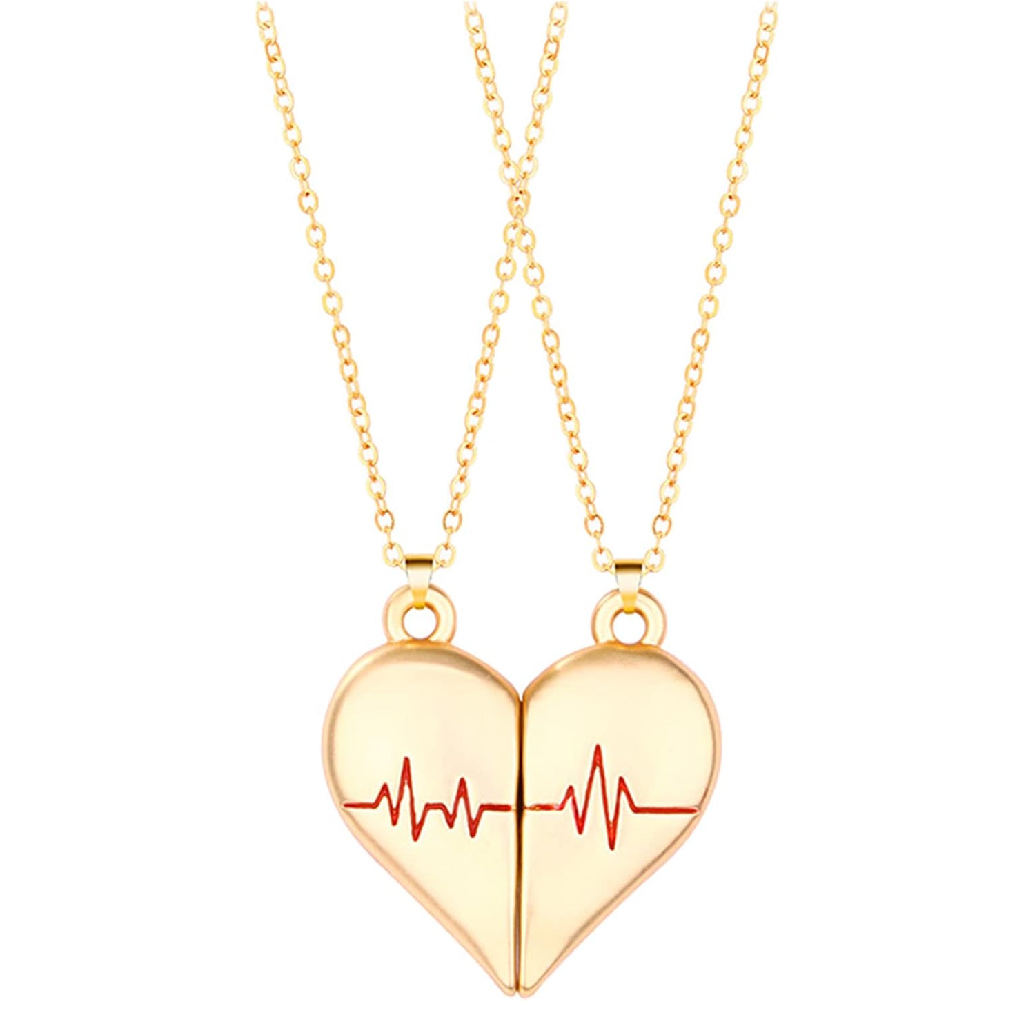 Couple Necklaces with Heartbeat Split Heart Design - Romantic Jewelry