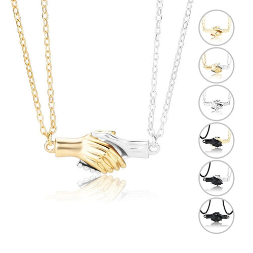 Alloy Couple Necklaces with Hand - Holding Design - Magnetic Attraction