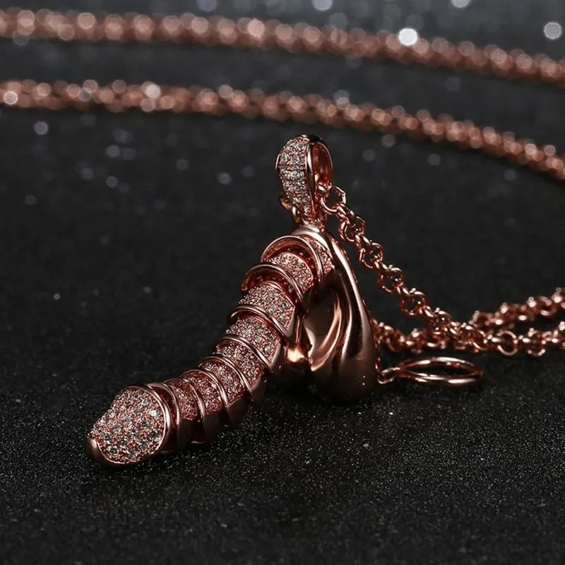 Rose Gold Diamond - Encrusted Unique Pendant Necklace