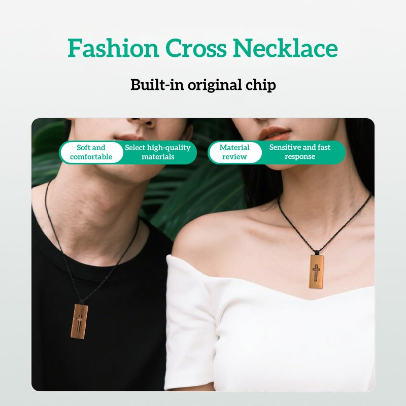 NFC Smart Wooden Cross Necklace - Daily Inspirational Bible Verses