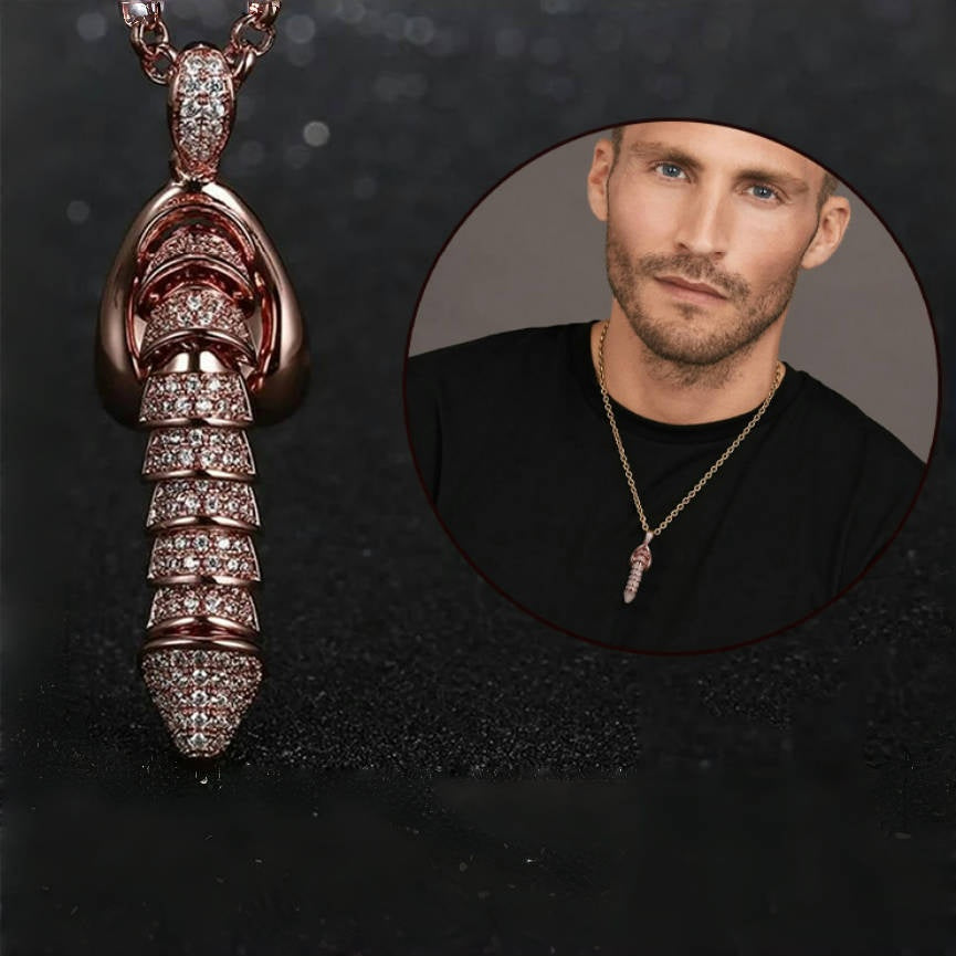 Rose Gold Diamond - Encrusted Unique Pendant Necklace
