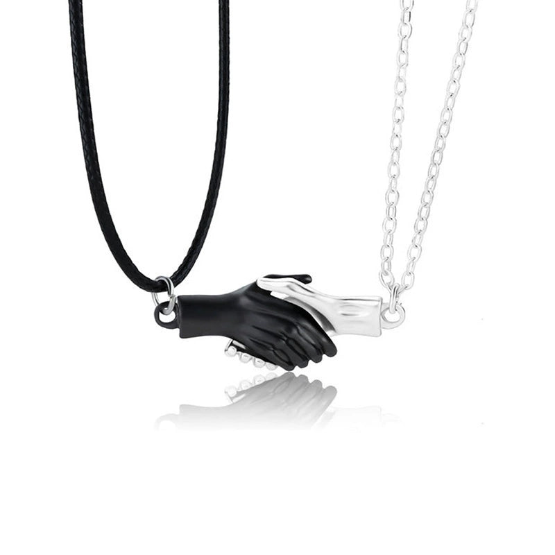 Alloy Couple Necklaces with Hand - Holding Design - Magnetic Attraction