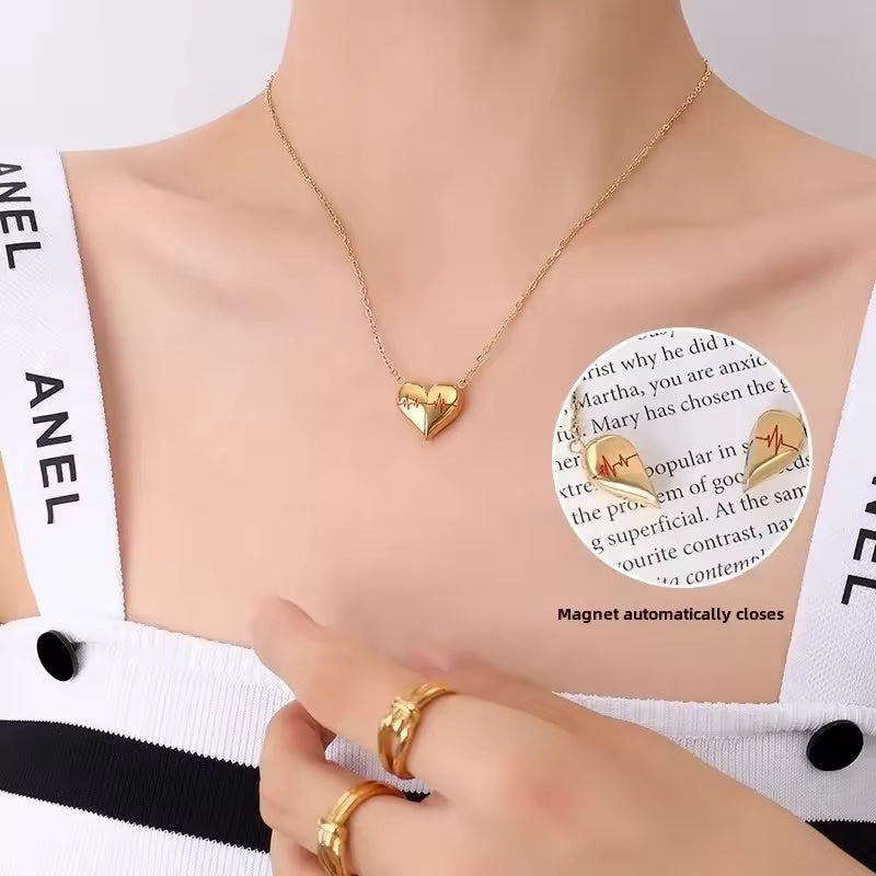 Couple Necklaces with Heartbeat Split Heart Design - Romantic Jewelry