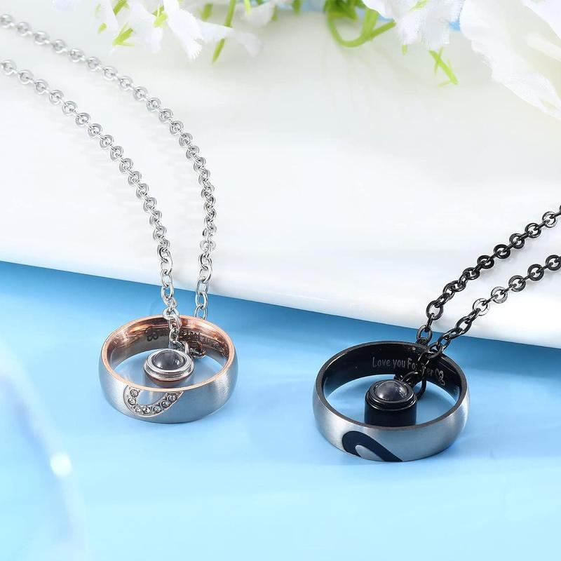 100 Languages "I Love You" Projection Couple Necklaces and Rings - Gift for Lovers