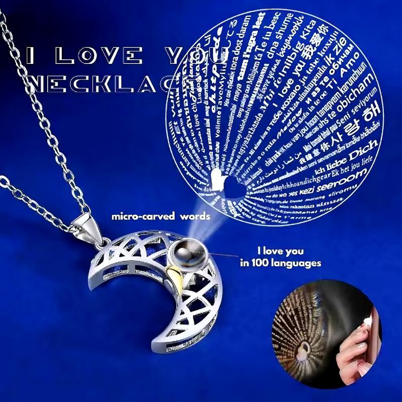 100 Language "I Love You" Projection Couple Necklaces - Magnetic Sun & Moon Design