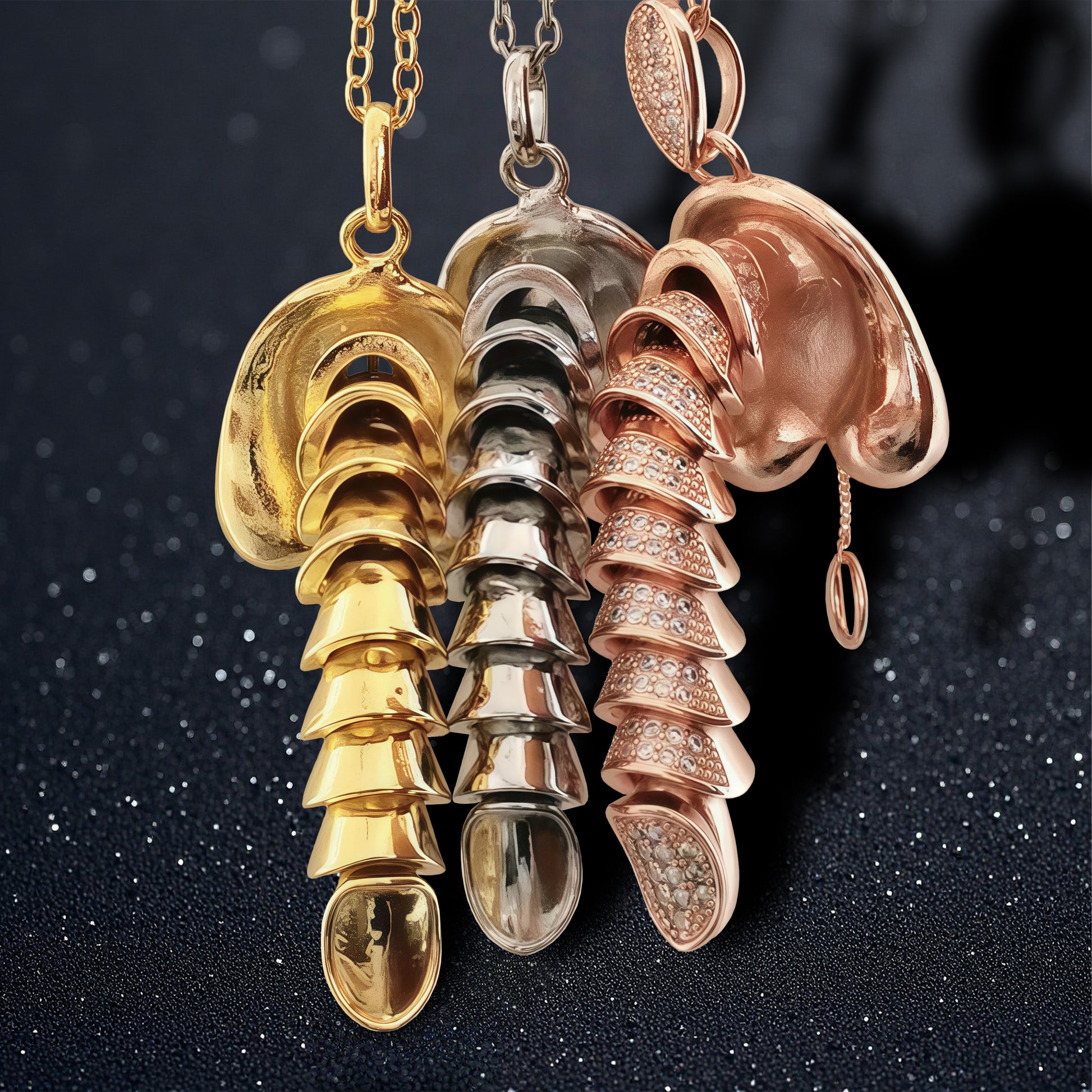 Rose Gold Diamond - Encrusted Unique Pendant Necklace