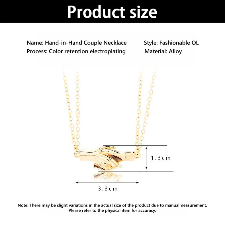 Alloy Couple Necklaces with Hand - Holding Design - Magnetic Attraction