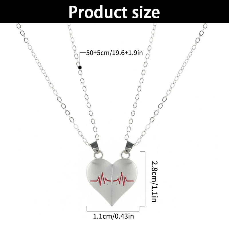 Couple Necklaces with Heartbeat Split Heart Design - Romantic Jewelry