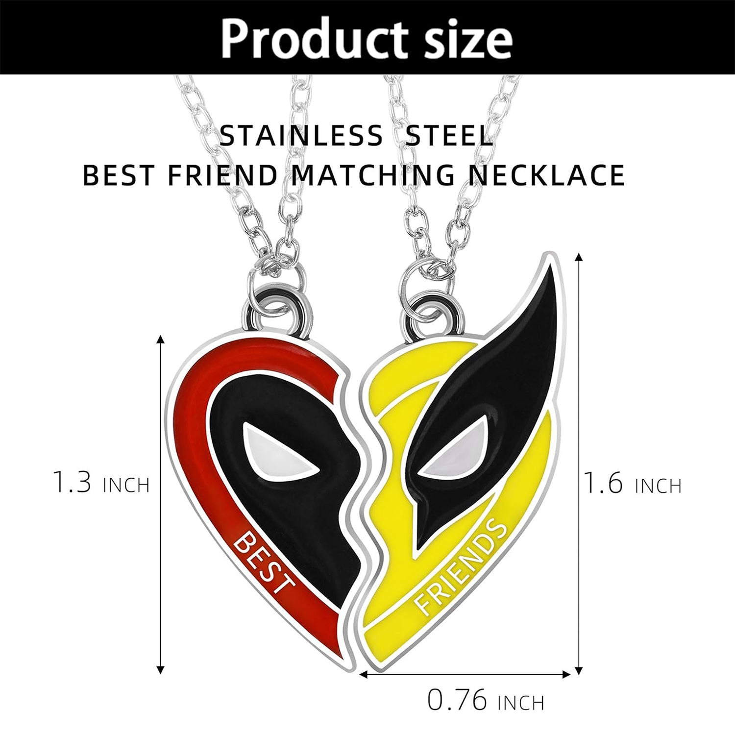 Deadpool/Wolverine Best Friends Jewelry - Split Heart Friendship Necklaces