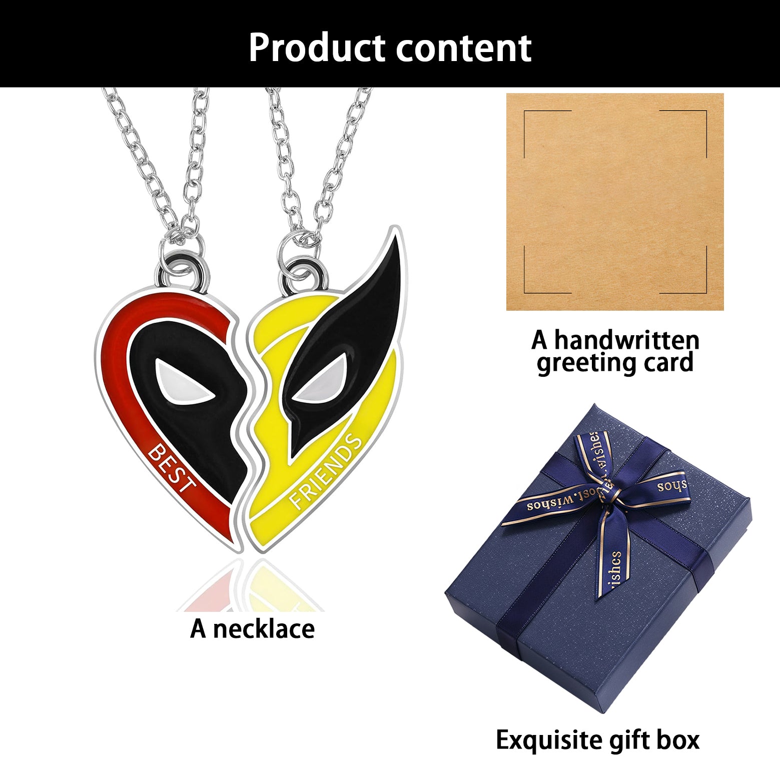 Deadpool/Wolverine Best Friends Jewelry - Split Heart Friendship Necklaces