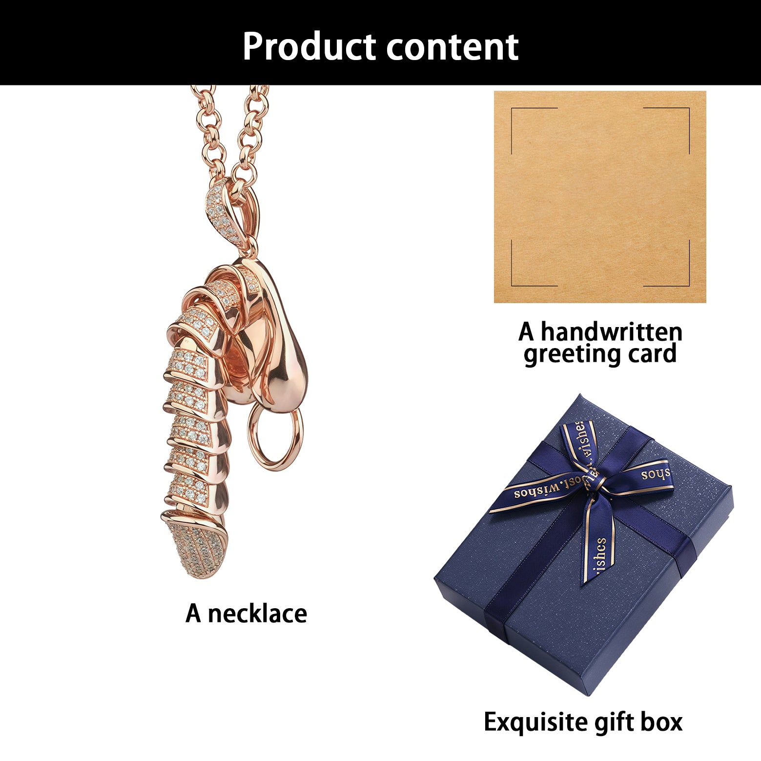 Rose Gold Diamond - Encrusted Unique Pendant Necklace