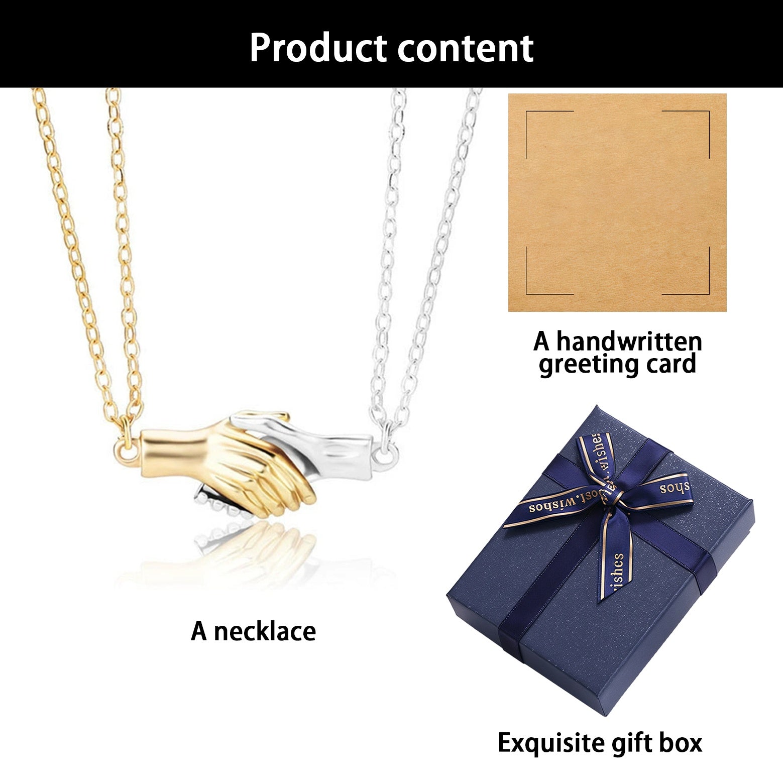 Alloy Couple Necklaces with Hand - Holding Design - Magnetic Attraction