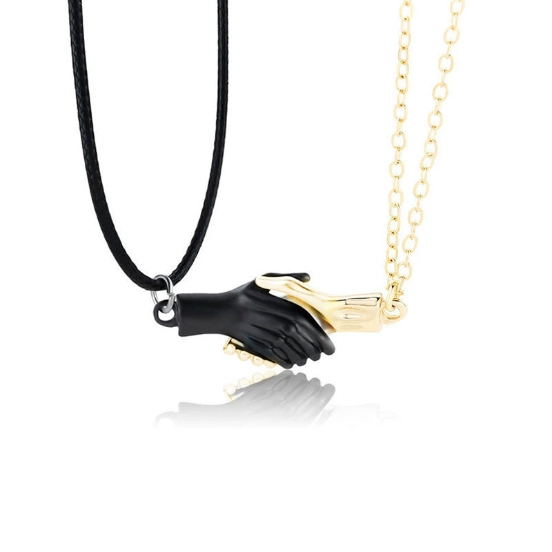 Alloy Couple Necklaces with Hand - Holding Design - Magnetic Attraction