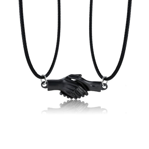 Alloy Couple Necklaces with Hand - Holding Design - Magnetic Attraction