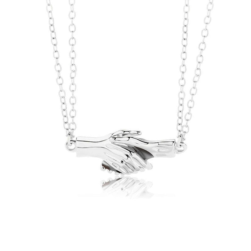 Alloy Couple Necklaces with Hand - Holding Design - Magnetic Attraction