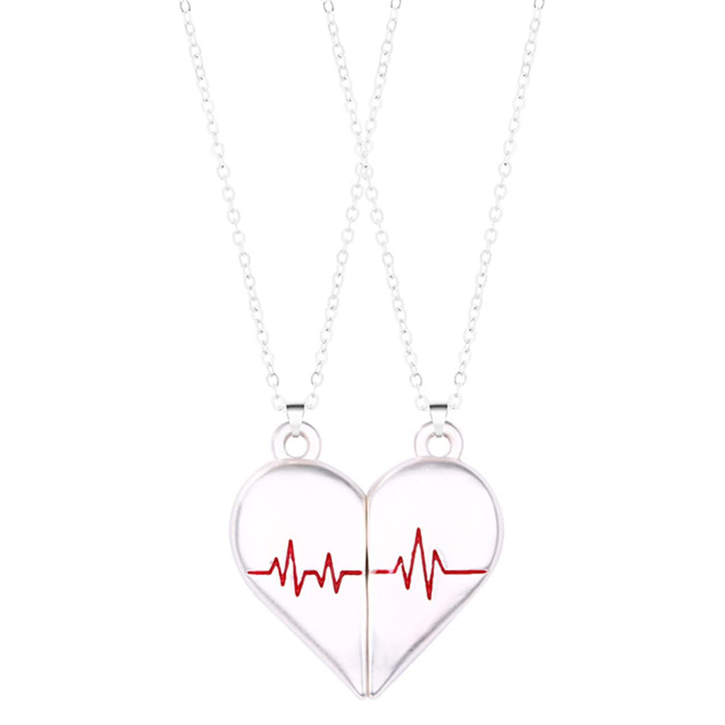 Couple Necklaces with Heartbeat Split Heart Design - Romantic Jewelry